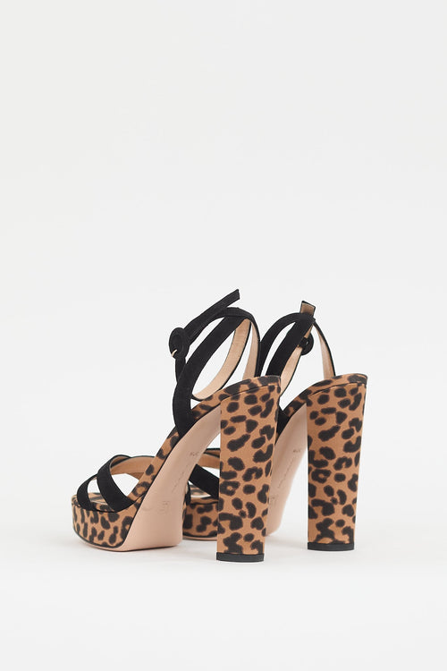 Gianvito Rossi Brown 
Black Printed Poppy Heel