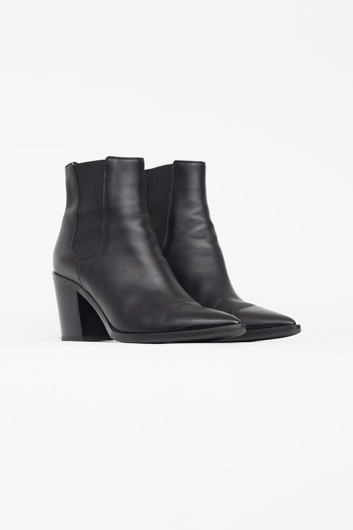 Gianvito Rossi Black Leather Pointed Toe Chelsea Boot