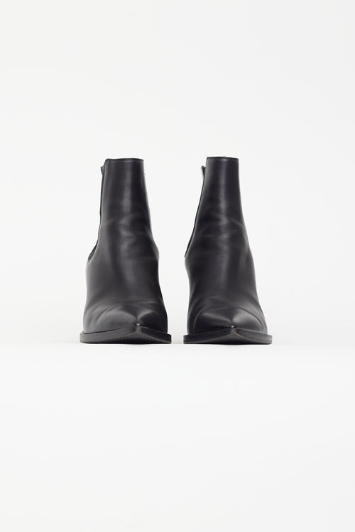 Gianvito Rossi Black Leather Pointed Toe Chelsea Boot