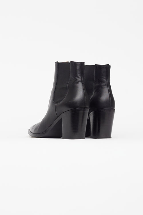 Gianvito Rossi Black Leather Pointed Toe Chelsea Boot