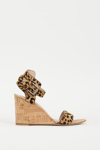 Gianvito Rossi Brown Printed Wedge Sandal