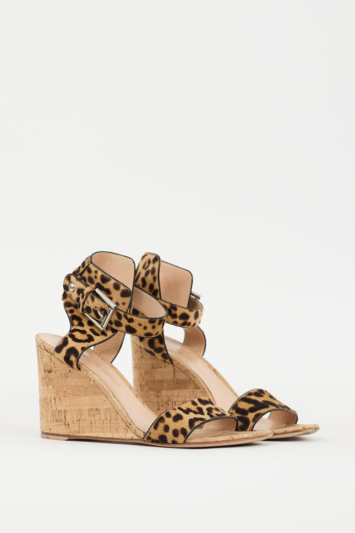 Gianvito Rossi Brown Printed Wedge Sandal