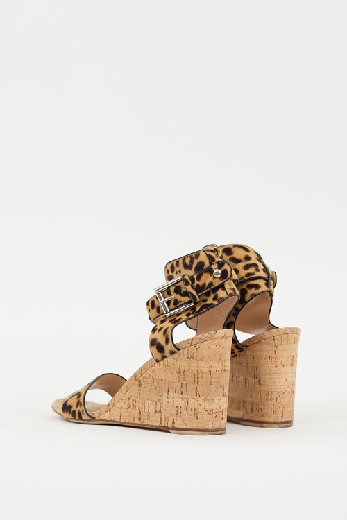 Gianvito Rossi Brown Printed Wedge Sandal