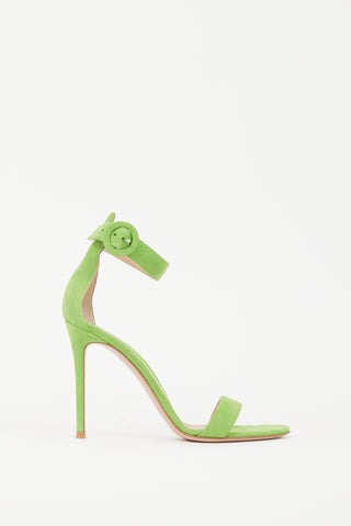 Gianvito Rossi Green Suede Portofino 110mm Heeled Sandal