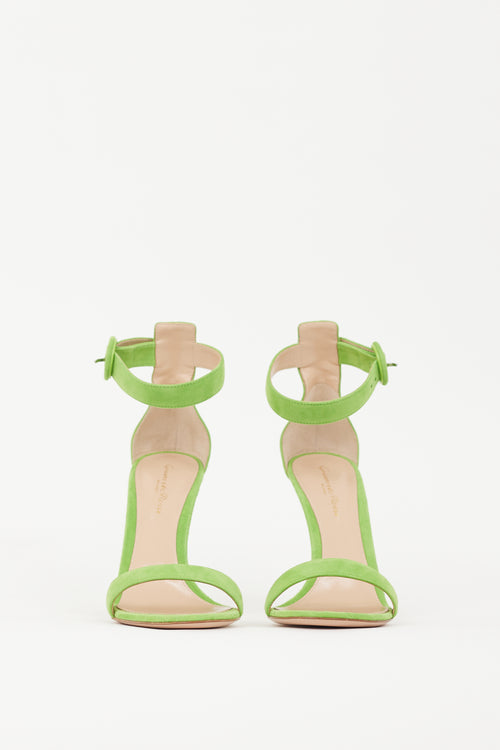 Gianvito Rossi Green Suede Portofino 110mm Heeled Sandal