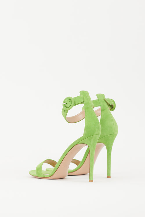 Gianvito Rossi Green Suede Portofino 110mm Heeled Sandal