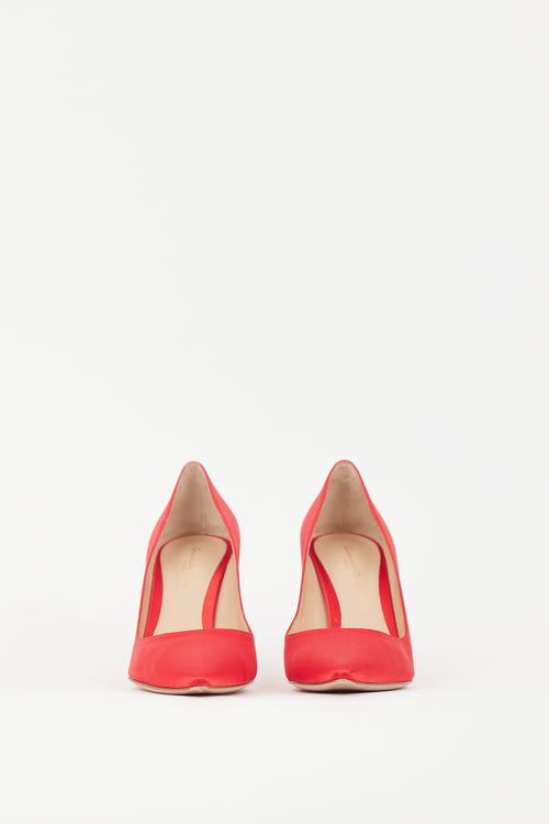 Gianvito Rossi Red Satin 85 Pointed Toe Pump