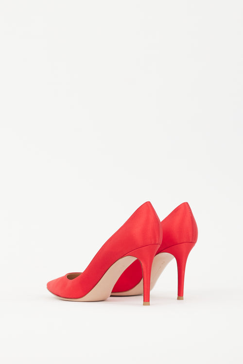 Gianvito Rossi Red Satin 85 Pointed Toe Pump