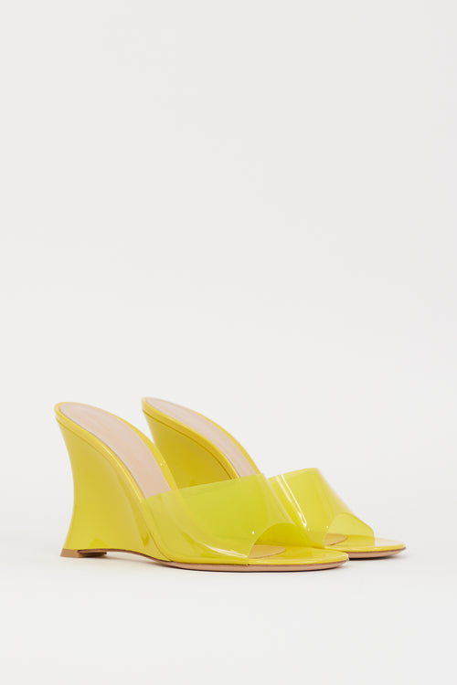 Gianvito Rossi Yellow PVC Futura Wedge Mule