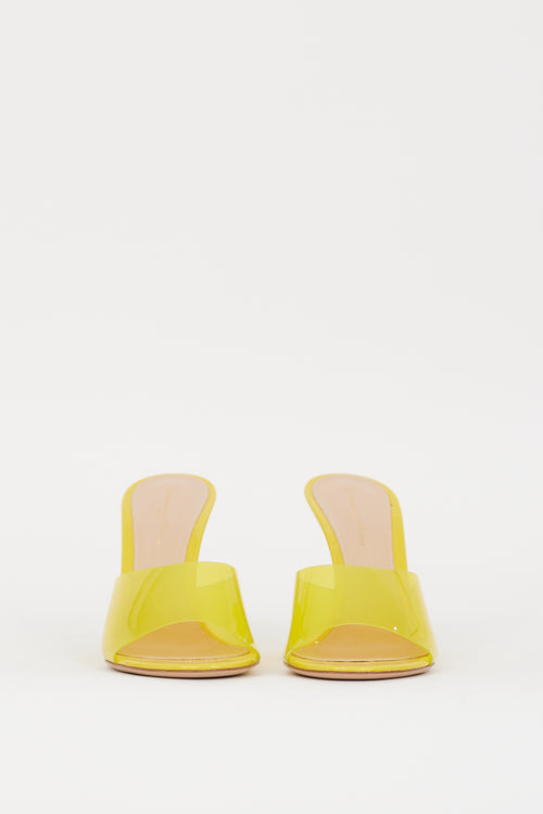 Gianvito Rossi Yellow PVC Futura Wedge Mule