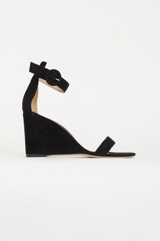 Gianvito Rossi Black Suede Portofino Wedge