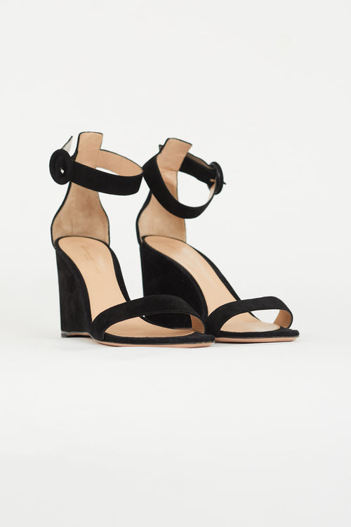 Gianvito Rossi Black Suede Portofino Wedge