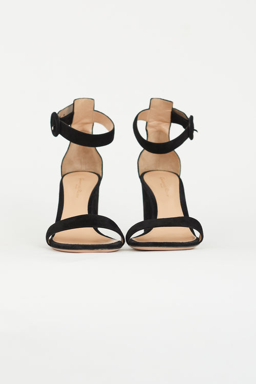 Gianvito Rossi Black Suede Portofino Wedge