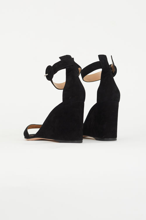 Gianvito Rossi Black Suede Portofino Wedge