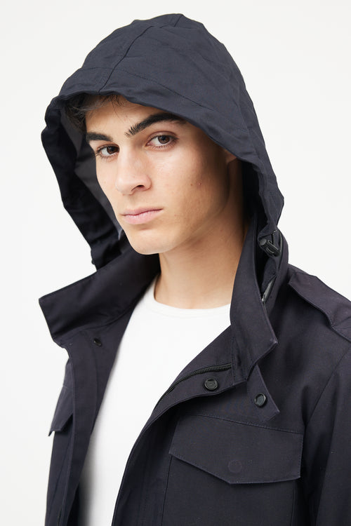 Giorgio Armani Black Hooded Rain  Jacket