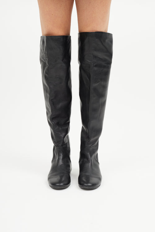 Giuseppe Zanotti Black Leather Knee High Boot