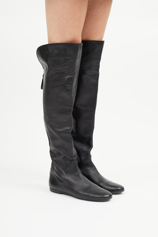 Giuseppe Zanotti Black Leather Knee High Boot