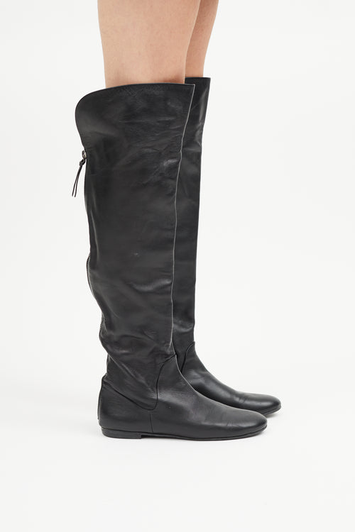 Giuseppe Zanotti Black Leather Knee High Boot