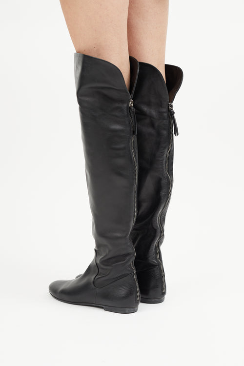 Giuseppe Zanotti Black Leather Knee High Boot