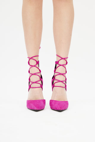 Giuseppe Zanotti Pink Suede Lace Up Heel