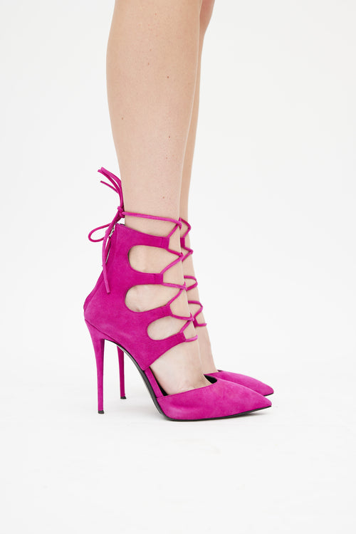 Giuseppe Zanotti Pink Suede Lace Up Heel