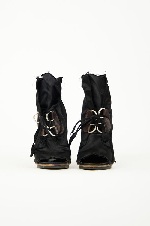 Giuseppe Zanotti Black Satin Heeled Boot