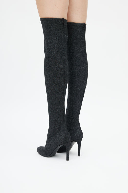 Giuseppe Zanotti Black Glitter Felicity Over The Knee Boot