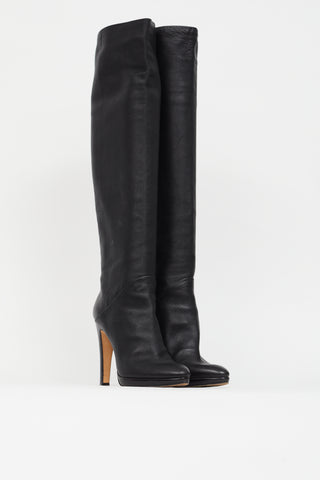 Black Suede Platform Knee High Boot Giuseppe Zanotti