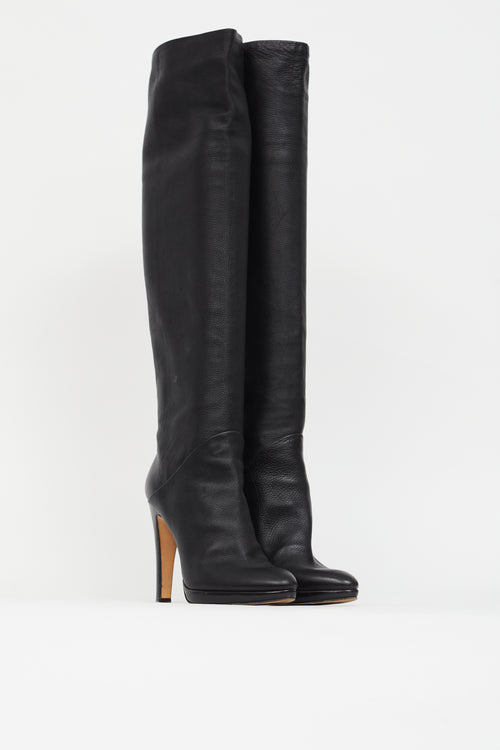 Black Suede Platform Knee High Boot Giuseppe Zanotti