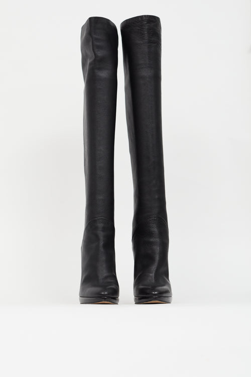 Black Suede Platform Knee High Boot Giuseppe Zanotti