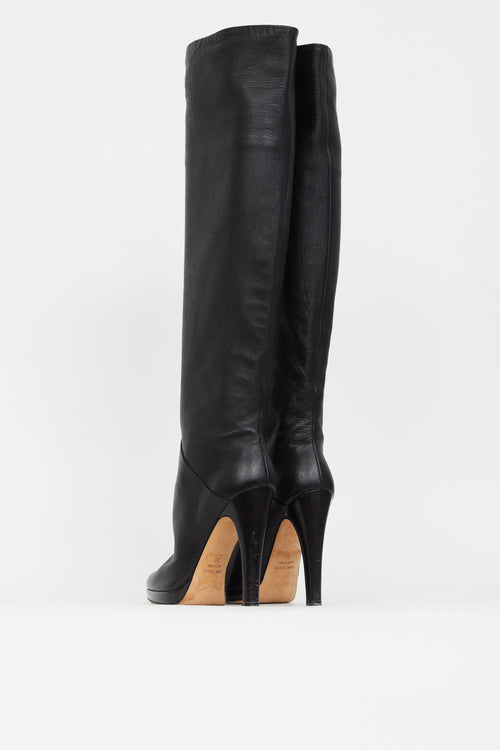 Black Suede Platform Knee High Boot Giuseppe Zanotti