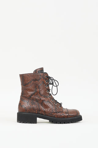 Giuseppe Zanotti Brown 
Black Textured Leather Thora Boot