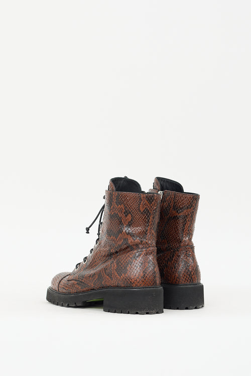 Giuseppe Zanotti Brown 
Black Textured Leather Thora Boot