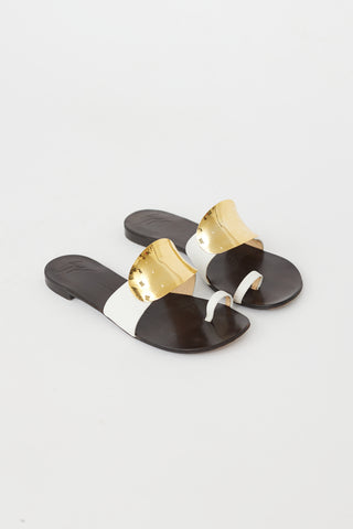 Giuseppe Zanotti Brown 
Gold Plate Sandal