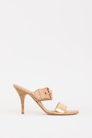 Giuseppe Zanotti Gold Leather Taz Ramino Buckle Heel