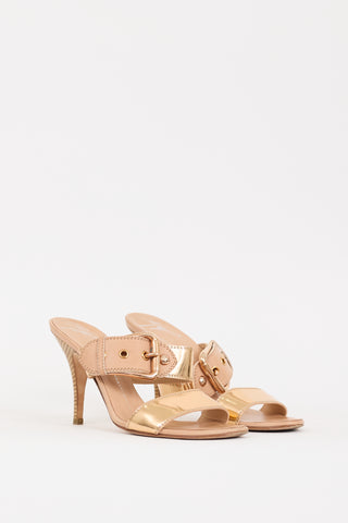 Giuseppe Zanotti Gold Leather Taz Ramino Buckle Heel