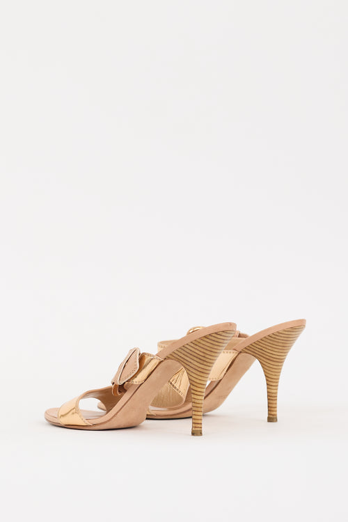 Giuseppe Zanotti Gold Leather Taz Ramino Buckle Heel