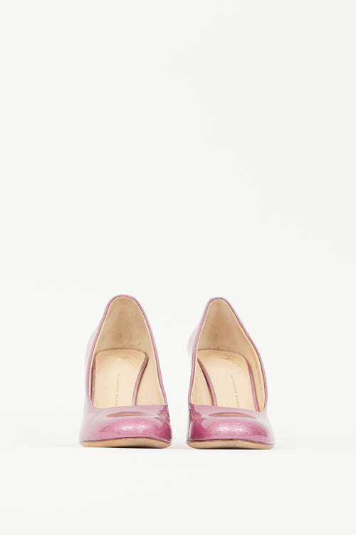 Giuseppe Zanotti Pink Patent Leather Glitter Heel