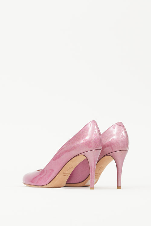 Giuseppe Zanotti Pink Patent Leather Glitter Heel