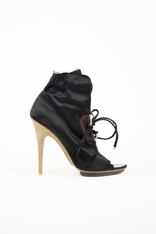 Giuseppe Zanotti Black Satin Heeled Boot