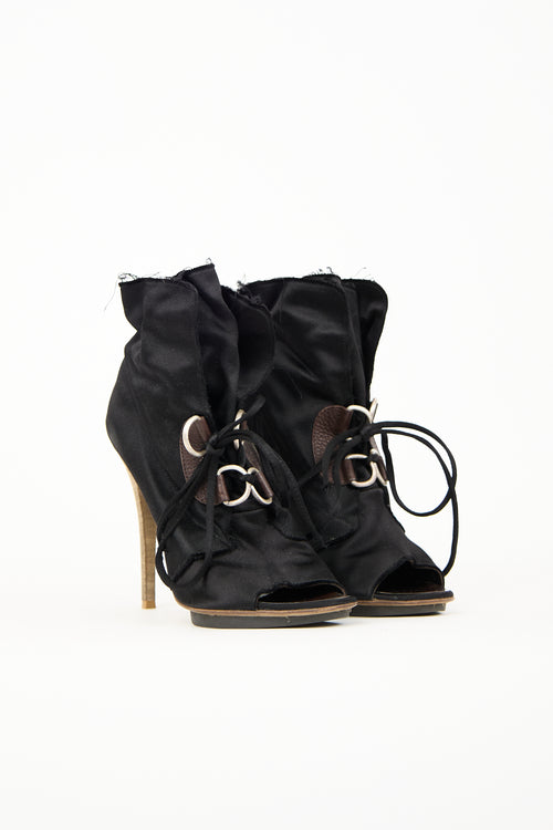 Giuseppe Zanotti Black Satin Heeled Boot