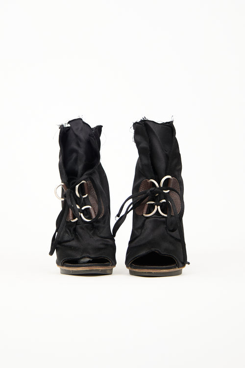 Giuseppe Zanotti Black Satin Heeled Boot