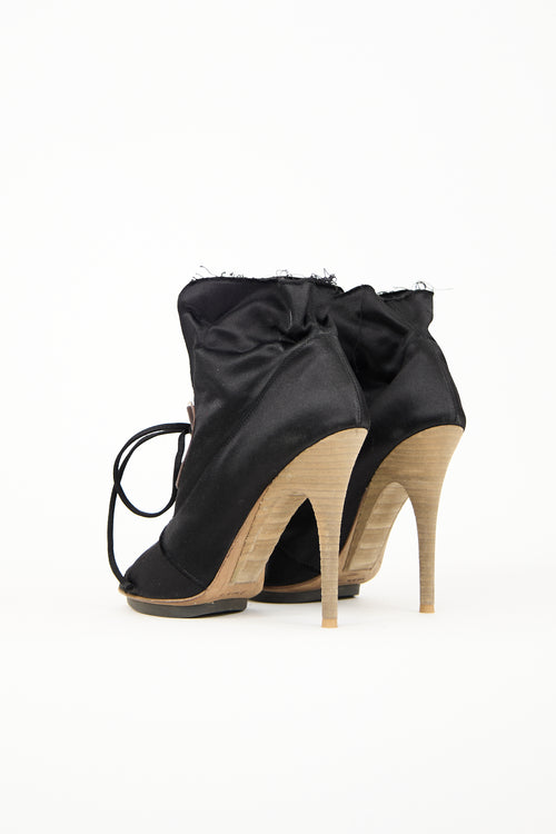 Giuseppe Zanotti Black Satin Heeled Boot