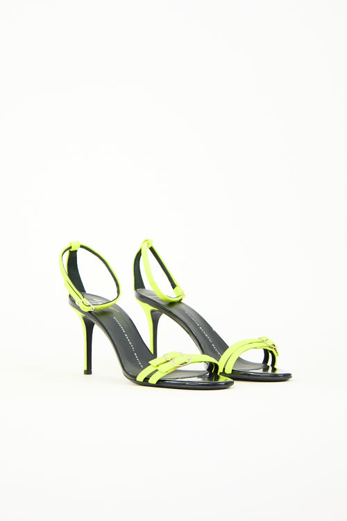 Giuseppe Zanotti Neon Yellow Leather Heeled Sandal