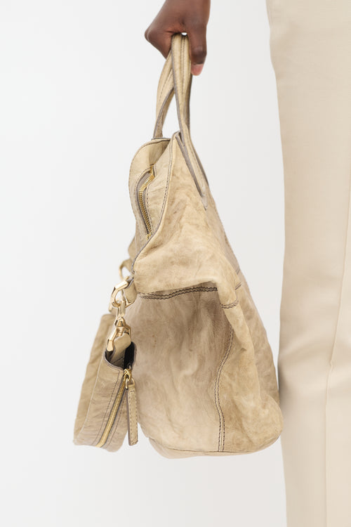 Givenchy Beige Crinkled Leather Large Nightingale Tote Bag