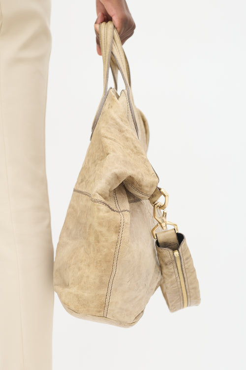 Givenchy Beige Crinkled Leather Large Nightingale Tote Bag