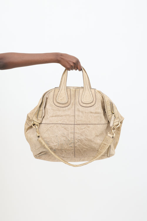 Givenchy Beige Crinkled Leather Large Nightingale Tote Bag