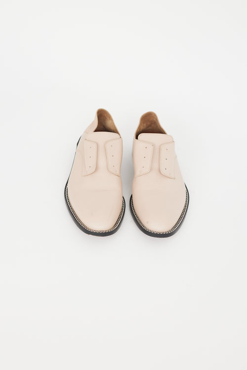 Givenchy Beige Leather 
Silver Chain Loafer