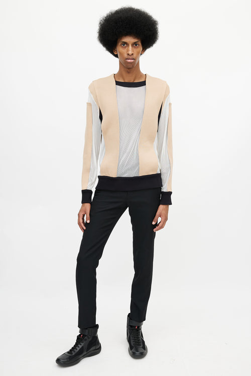 Givenchy Beige 
Multicolour Panelled Mesh Sweater