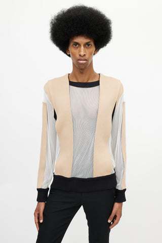 Givenchy Beige 
Multicolour Panelled Mesh Sweater